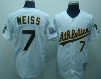 Oakland Athletics #7 Weiss White Throwback Jersey