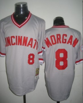 Cincinnati Reds #8 Joe Morgan Gray Throwback Jersey