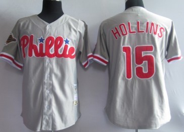 Philadelphia Phillies #15 Hollins Gray Throwback Jersey
