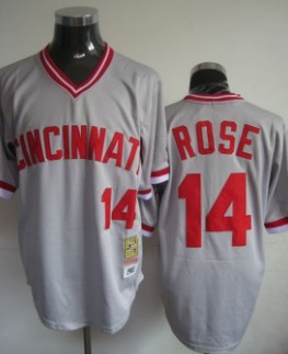 Cincinnati Reds #14 Rose Gray Throwback Jersey