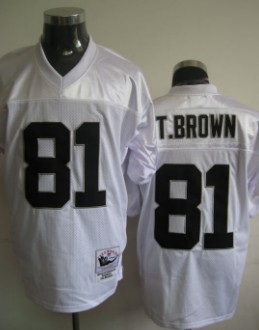 Oakland Raiders #81 Tim Brown White Throwback Jersey