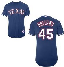 Texas Rangers #45 Derek Holland Navy Blue Jersey