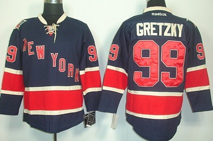 New York Rangers #99 Wayne Gretzky Navy Blue Third 85TH Jersey