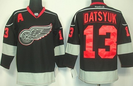 Detroit Red Wings #13 Pavel Datsyuk Black Ice Jersey