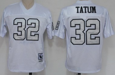 Oakland Raiders #32 Jack Tatum White With Silver Throwback Jersey