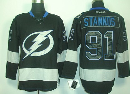 Tampa Bay Lightning 91 Steven Stamkos Black Ice Jersey