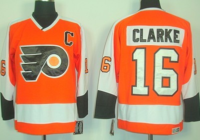 Philadelphia Flyers #16 Bobby Clarke Orange Throwback CCM Jersey
