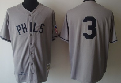 Philadelphia Phillies #3 Chuck Klein 1942 Gray Wool Throwback Jersey