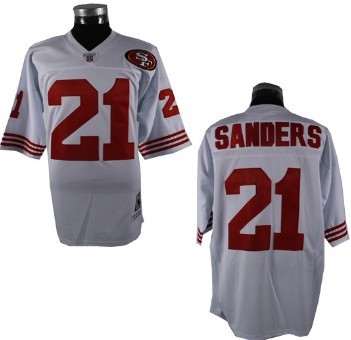 San Francisco 49ers #21 Deion Sanders White Throwback Jersey