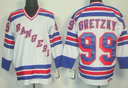 New York Rangers #99 Wayne Gretzky White Throwback CCM Jersey