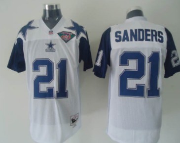 Dallas Cowboys #21 Sanders White Thanksgivings 75TH Throwback Jersey