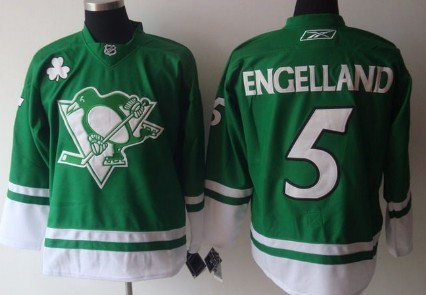 Pittsburgh Penguins #5 Engelland St. Patrick's Day Green Jersey