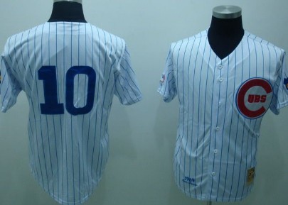 Chicago Cubs #10 Ron Santo White Throwback Jersey