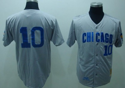 Chicago Cubs #10 Ron Santo Gray Trowback Jersey