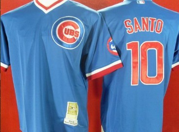 Chicago Cubs #10 Ron Santo Blue Trowback Jersey