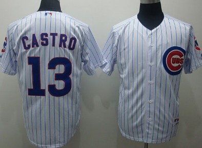 Chicago Cubs #13 Castro White Pinstripe Jersey