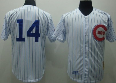 Chicago Cubs #14 Ernie Banks White Throwback Jersey