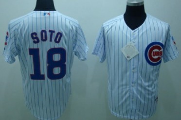 Chicago Cubs #18 Soto White Pinstripe Jersey