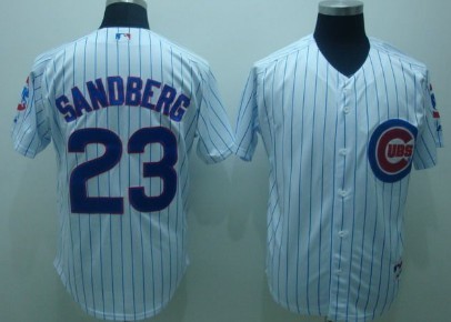 Chicago Cubs #23 Sandberg White Pinstripe Jersey