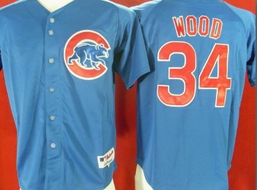 Chicago Cubs #34 Wood Blue Jersey