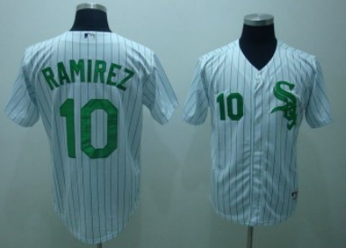 Chicago White Sox #10 Ramirez White With Green Pinstripe Jersey