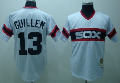 Chicago White Sox #13 Ozzie Guillen 1983 White Pullover Throwback Jersey