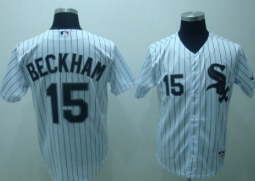 Chicago White Sox #15 Beckham White With Black Pinstripe Jersey