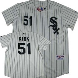 Chicago White Sox #51 Rios White With Black Pinstripe Jersey