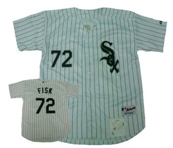 Chicago White Sox #72 Fisk White With Black Pinstripe Jersey