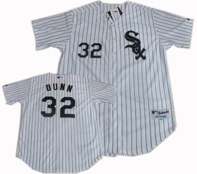 Chicago White Sox #32 Dunn White With Black Pinstripe Jersey