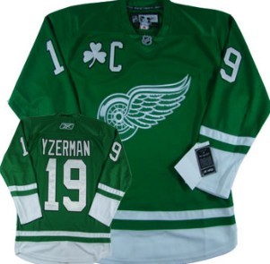 Detroit Red Wings #19 Steve Yzerman St. Patrick's Day Green Jersey