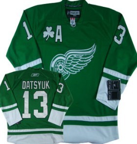 Detroit Red Wings #13 Pavel Datsyuk St. Patrick's Day Green Jersey