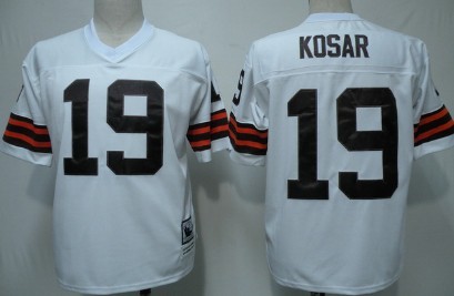 Cleveland Browns #19 Bernie Kosar White Short-Sleeved Throwback Jersey