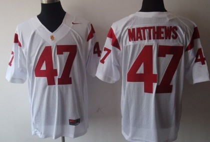 USC Trojans #47 Matthews White Jersey