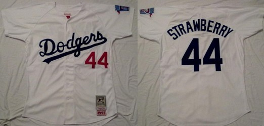 Los Angeles Dodgers #44 Strawberry White Throwback Jersey