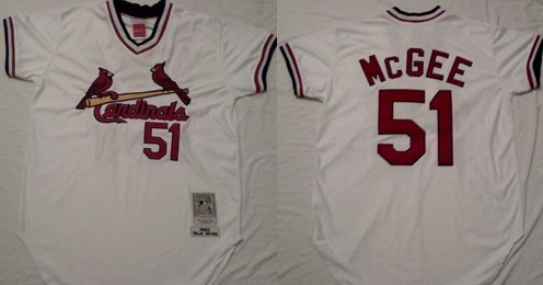 St. Louis Cardinals #51 Willie McGee Cream Throwback Jersey