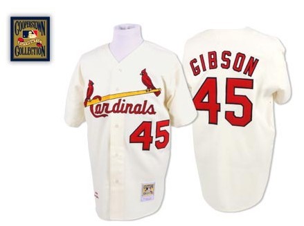 St. Louis Cardinals #45 Bob Gibson Cream Throwback Jersey
