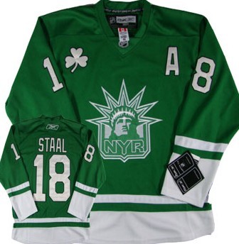 New York Rangers #18 Staal St. Patrick's Day Green Jersey
