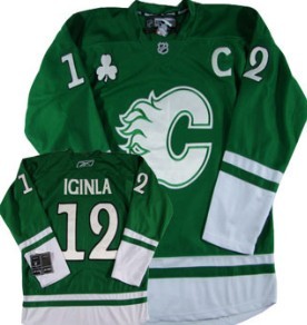 Calgary Flames #12 Jarome Iginla St. Patrick's Day Green Jersey