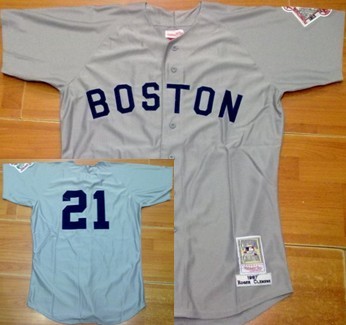 Boston Red Sox #21 Clemens Gray Throwback Jersey