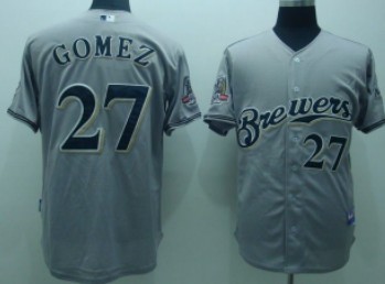 Milwaukee Brewers #27 Carlos Gomez Gray Jersey