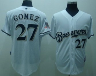 Milwaukee Brewers #27 Carlos Gomez White Jersey