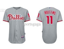 Philadelphia Phillies #11 Rollins Grey Jersey