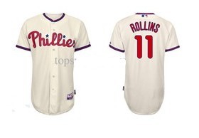 Philadelphia Phillies #11 Rollins Cream Jersey