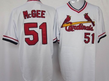 St. Louis Cardinals #51 Willie McGee White Throwback Jersey