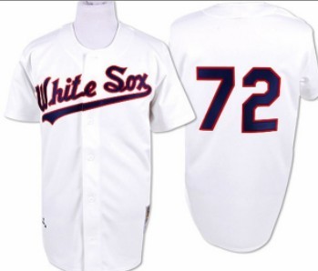 Chicago White Sox #72 Fisk White Buttons Throwback Jersey