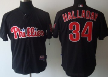 Philadelphia Phillies #34 Halladay Black Jersey