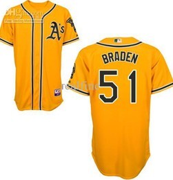 Oakland Athletics #51 Braden Yellow Jersey