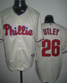 Philadelphia Phillies #26 Utley Cream Jersey
