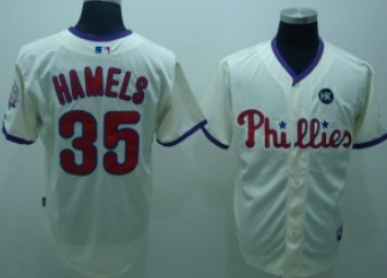 Philadelphia Phillies #35 Hamels Cream Jersey